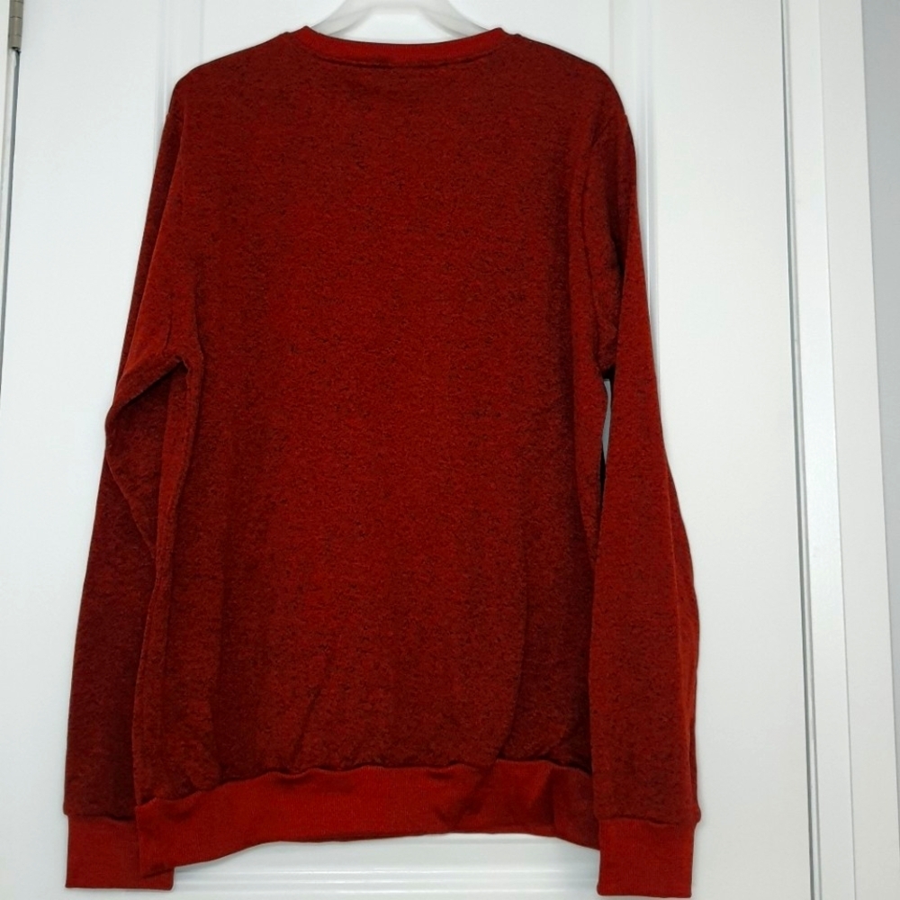 Men's Warm Fleece Pullover Crewneck Sweater L Red Cozy Winter Layer Canada - Picture 6 of 11